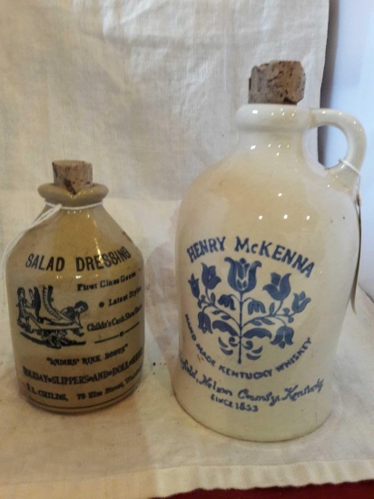 Pair of advertising jugs..whiskey..salad dressing