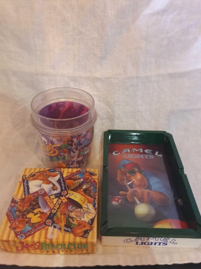 Camel Joe cigarette lot..coasters..cup and ashtray