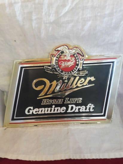 Miller High life Genuine Draft sign..plastic..