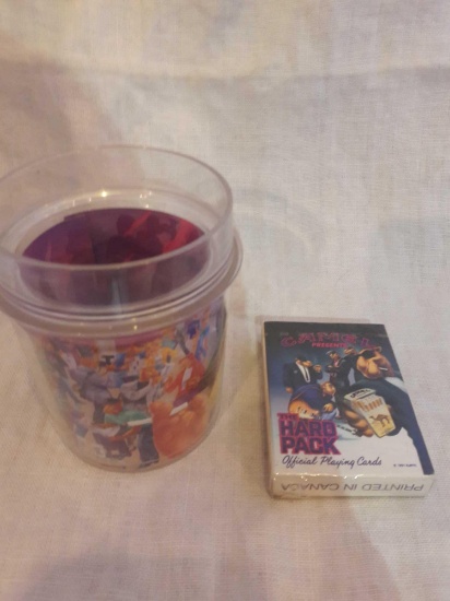 Camel Joe cigarettes cup and deck of cards