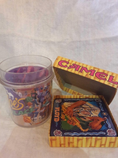 Camel Joe cigarettes cup and coasters