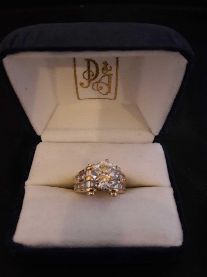 Ladies sz 5 1/2 14K yellow gold..3.5cts diamond ring with Appraisal($39,500.00)