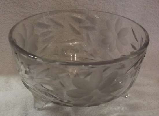 Large 3 legged Cut Glass Dish