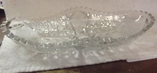 Long Floral Pattern Glass Dish