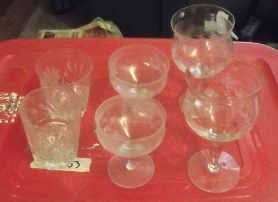 SIX Pieces of Assorted Glassware