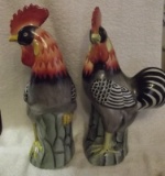 Two Vintage Ceramic Roosters
