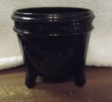 L.E. Smith Black Glass Composte Bowl.
