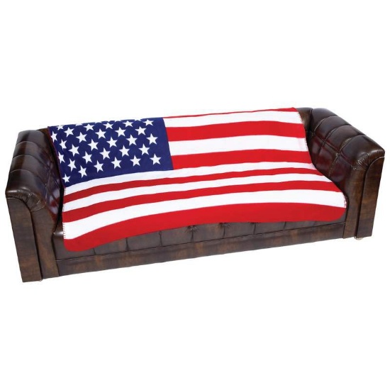 GFLGBLK - United States Flag Print Fleece Throw