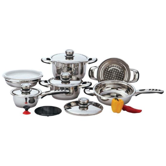 KT12 - Chef's Secret® 12pc 9-Ply Waterless Heavy-Gauge Stainless Steel Cookware Set