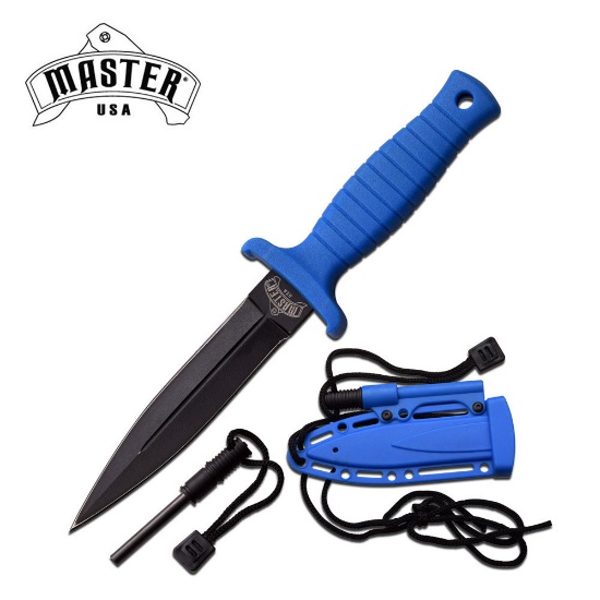 "The Drifter" Blue Fixed Blade Neck Knife w/ Fire Starter