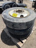 (3) 11R/22.5 SEMI TIRES 10 LUG RIMS