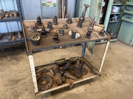 STEEL CART FULL OF MILLING MACHINE ATTACHMENTS