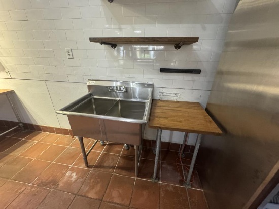 STAINLESS STEEL 2 COMPARTMENT SINK & END TABLE