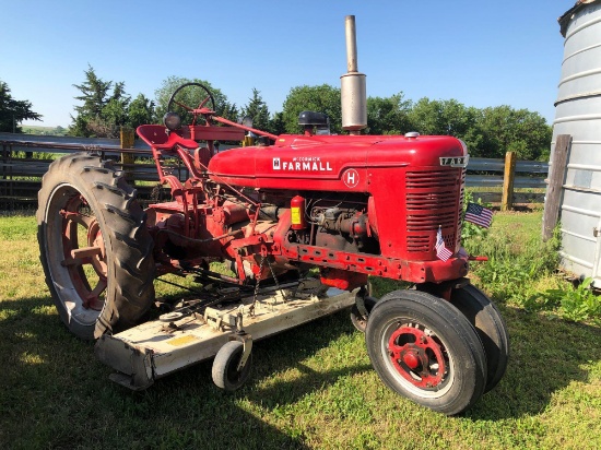 Farmall H Narrow Front Tractor with Woods L 306 Mower Attachment, Gas, SN:FBH57017
