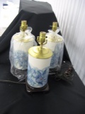 Three porcelain lamps item 350