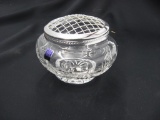 Crystal Rose Bowl with silver top item 427