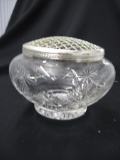 7in Crystal Rose Bowl with silver top item 447