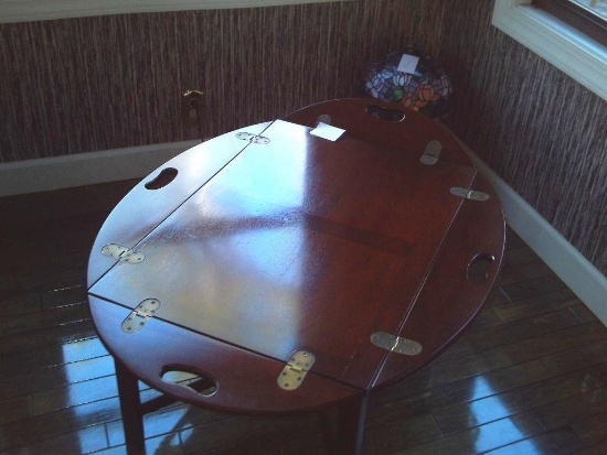 Inlaid hinged wood center table