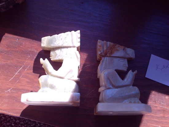 2 Aztec marble bookends