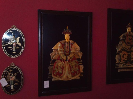 2 Oriental large Emperor & Empress inlay pictures