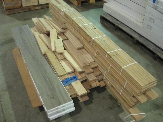 Unfinished White Oak & Hickory Hardwood Pallet; 4 cartons Vinyl Plank