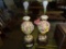 Porcelain lamps-2 w/ gold gild and wooden base.