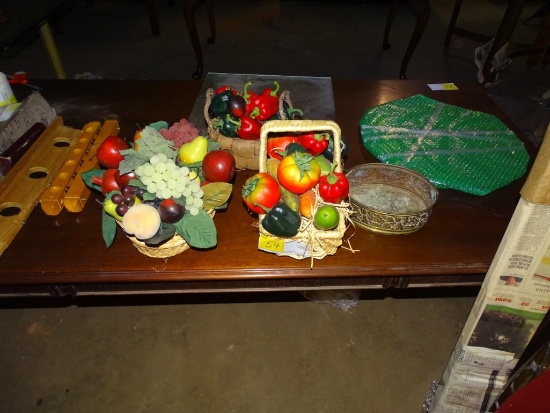 Artificial Fruit Baskets-3, and brass container