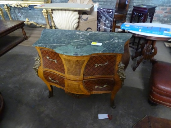 Marble Top French Commode-Burl-44" long, 21.5" deep, 34" tall.