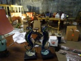 Glass Seahorse lamps-2, wooden base