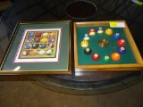 Pool cue ball clock and framed print
