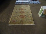 Willamsburg Handmade carpet, OBEETEE, Color: gold green. 3'6