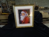 Santa print with paper mache boots and decorative items