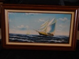 Tall Masted Schooner-oil on canvas