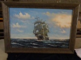 Tall Masted Schooner-oil on canvas-Fulton