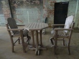 Heavy wooden Deck table and 2 chairs