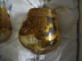 Set of Italian crystal w/gold leaf. AMBRA. See details below for complete listing.