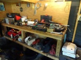 All tools on wooden shelf