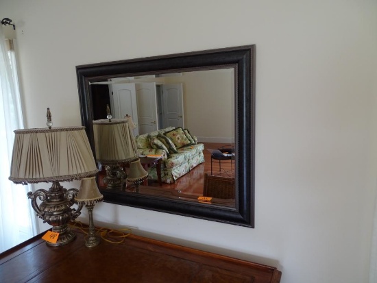Mirror-48" width, 35" tall. Plastic frame.