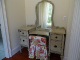 Vintage vanity and mirror with chair. 65