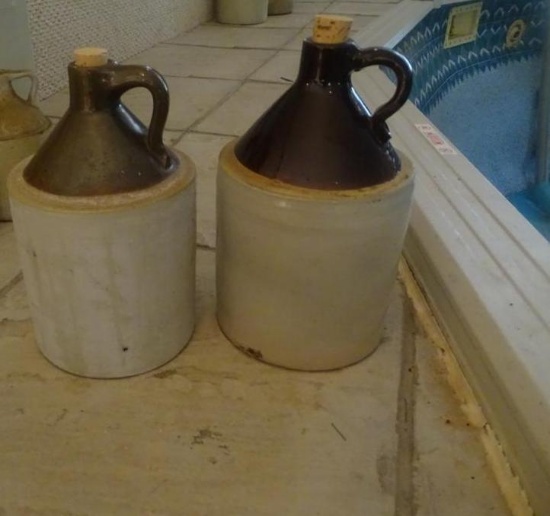 2 Whiskey Jugs (Stoneware), 1 GAL, Early 1900s