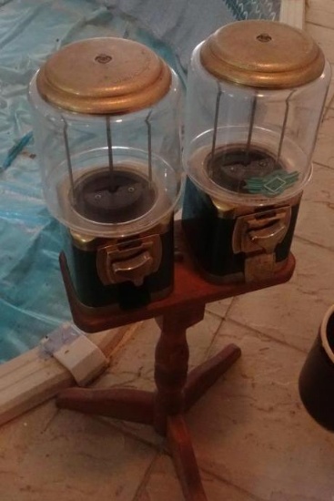 Bubble Gum Machine, Silent Salesforce, Inc., mounted on wooden stand.