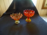 Amber glassware-fruit bowl and candy bowl