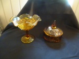 Amberina glass dishes-2-etched glass
