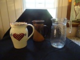 Pitchers (3)-one is handthrown pottery, 8