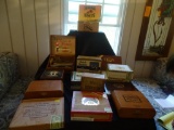 Cigar boxes~15. One w/tobacco coupons. All but 2 are wood.