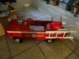 Fire Department pedal car. Fire chief hat, bell and ladder.