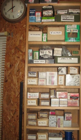 Nails, Lag Bolts, Cartridge bolts, various size bolts, washers.