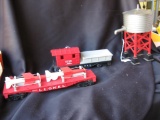 6823 Flat Car w/ Missile, 6119 D.L.&W. Work Caboose, Marx Plastic Water Tower, 3376 Bronx Zoo, plus