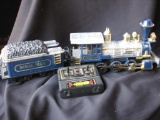 Royal Blue Battery Operated Locomotive and Tender, T. Western