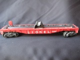 3460 Red Flat Car with 2 Green Trailers plus Black Flat Auto Cars
